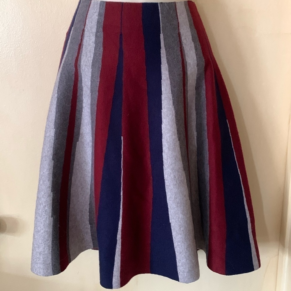 Lucy Paris for Anthropologie grey, blue and maroon knit skirt size S NWT